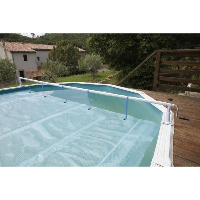 Ubbink Carrete Enrollador de Lona Extraíble para Cubierta de Piscina, Adaptable Madera, Tubular, Metálica, Hormigón hasta 5,55m Ancho, Manivela Aluminio 3