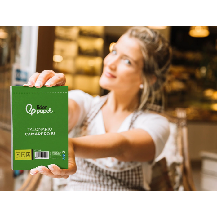 Liderpapel T202 Talonario Camarero 8º Original y Copia, Tamaño Octavo Natural 105 x 155 mm, 1 Copia, Castellano, 60 g 5
