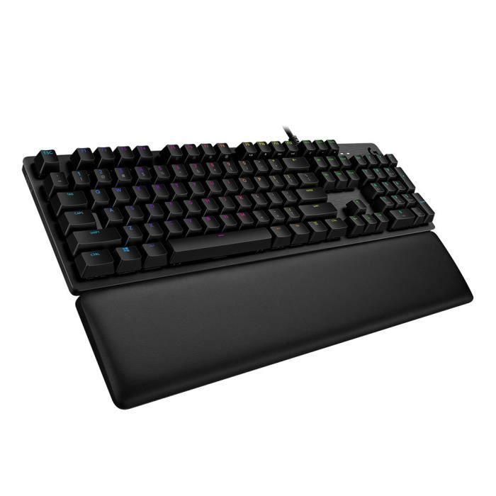 Logitech G G513 Teclado Gaming Mecánico RGB LIGHTSYNC con Interruptores GX Brown, Reposamanos de Espuma Viscoelástica, Carbono