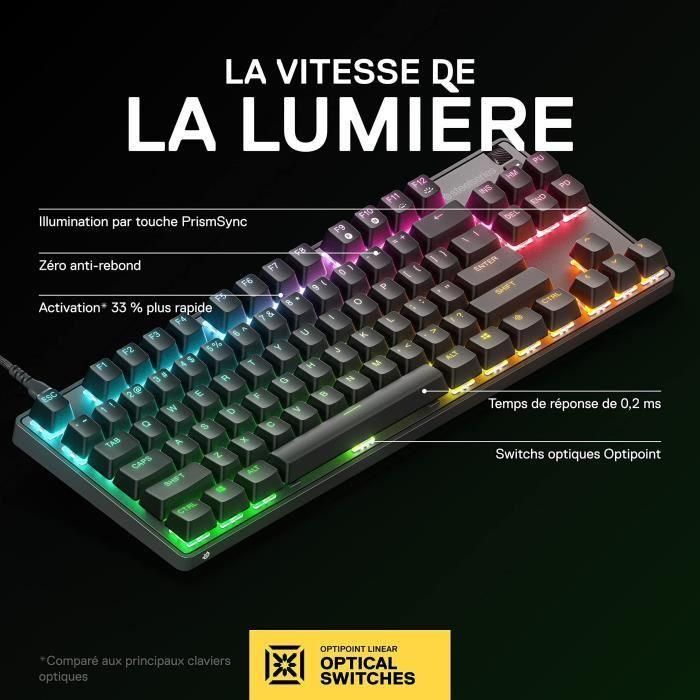 Teclado para juegos - AZERTY - STEELSERIES - Apex 9 TKL FR - Sin teclado numérico - Retroiluminado - Negro 2