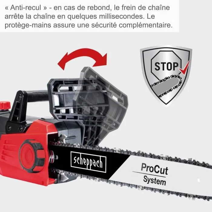 Scheppach Motosierra Eléctrica CSE2700 - 2700 W - Negro y Rojo - Espada 45,5 cm 1