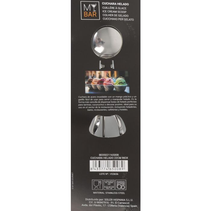 Cuchara para Helado 22 cm Inox - My Bar (12 Unidades) 12