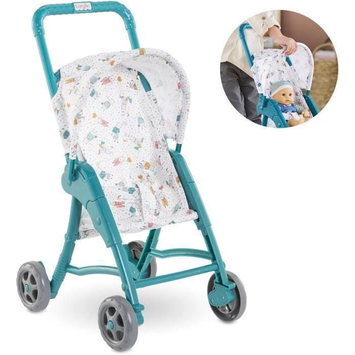 Corolle COR1710779722093 Cochecito Osito, Accesorio para Bebé de 30cm, Color Azul, Edad Recomendada +18 Meses 1