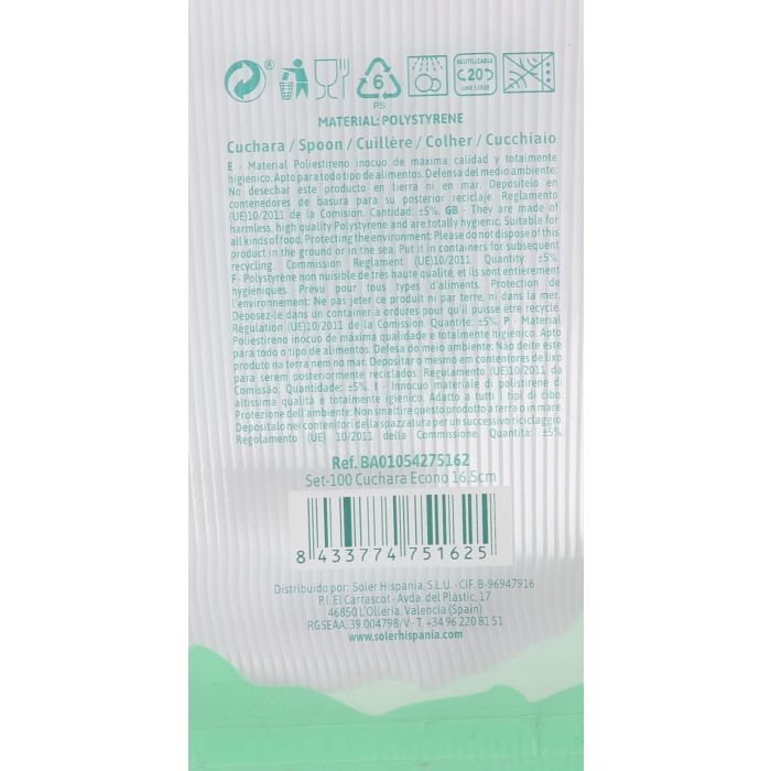 Set de 100 cucharas ecológicas Algon 16.5 cm (20 Cajas) 7 Set de 100 cucharas ecológicas Algon 16.5 cm (20 Cajas) 7