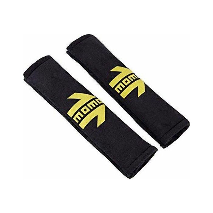 MOMO MOMLSHP001B Set 2 Almohadillas para Cinturón de Coche Universales Negro-Amarillo Microsuede Suave - Estilo Deportivo y Confort MOMO MOMLSHP001B Set 2 Almohadillas para Cinturón de Coche Universales Negro-Amarillo Microsuede Suave - Estilo Deportivo y Confort