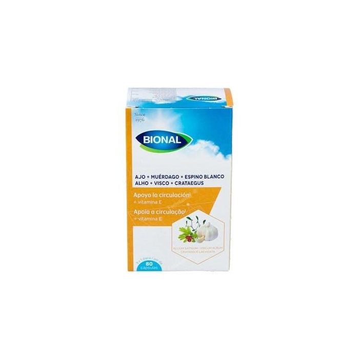 BIONAL Ajo + Muérdago + Espino Blanco 80 Cápsulas para Circulación Normal y Protección Celular