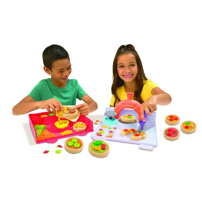 Spin Master Kinetic Sand Squish Pizza 6072551 Juego de Crear Pizzas Moldeables con Arena Cinética para +5 Años 1