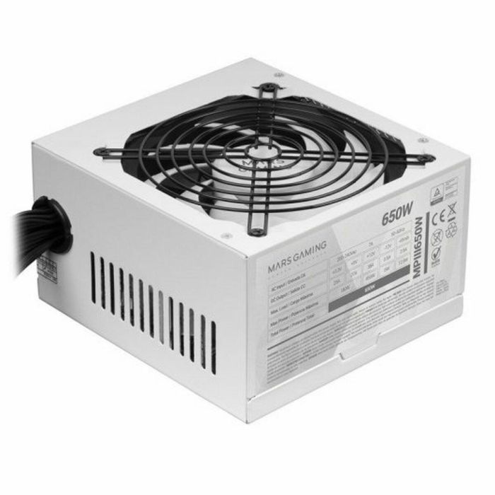 Mars Gaming MPIII650W Fuente de Alimentación ATX 650W 85% Eficiencia Silenciosa Ventilador 120mm Cables Planos 5 Años Garantía 3