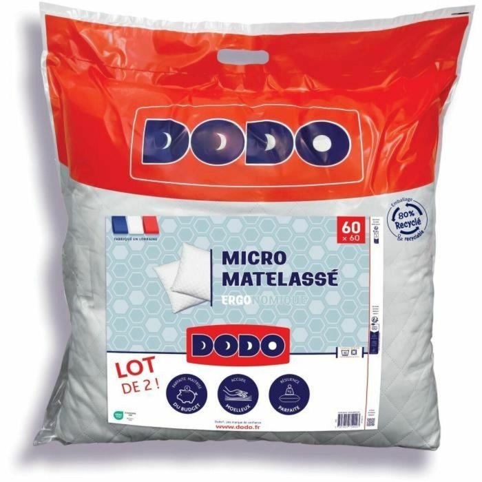Dodo DOD3307419754423 - Juego de 2 almohadas micro acolchado 60 x 60 cm Blanco Dodo DOD3307419754423 - Juego de 2 almohadas micro acolchado 60 x 60 cm Blanco