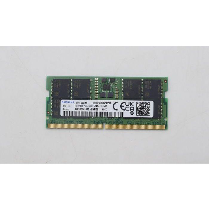 Lenovo DDR5 SODIMM memory module, 16GB capacity, 5600MHz speed, optimized for Lenovo ThinkPad systems, ideal for multitasking. Lenovo DDR5 SODIMM memory module, 16GB capacity, 5600MHz speed, optimized for Lenovo ThinkPad systems, ideal for multitasking.