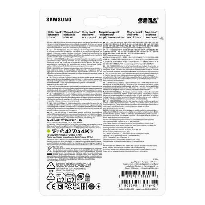 Samsung MB-MD512S MicroSDXC 512GB Clase 10 UHS-I 180MB/s 130MB/s