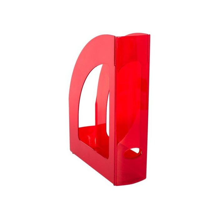 Revistero Plastico 80Mm Traslucido Rojo