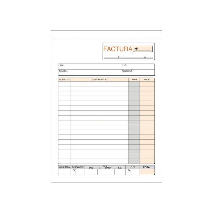Talonario Catalan Facturas 4º Natural Loan 10 unidades