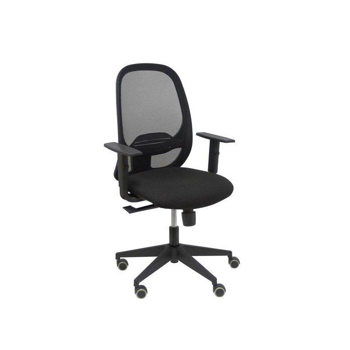 Silla Piqueras Y Crespo Cilanco Negra Uso Intensivo Brazos Regulables Mecanismo Sincro Con Regulador De Tension Refuerzo Lumbar Regulable Ruedas Parquet Respaldo De Malla Negra Y Asiento Tapizado Bali Negro