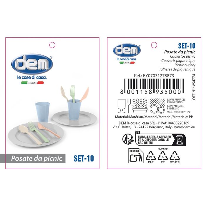 Set de 10 piezas para picnic pastel - Inde (24 Unidades) 2 Set de 10 piezas para picnic pastel - Inde (24 Unidades) 2