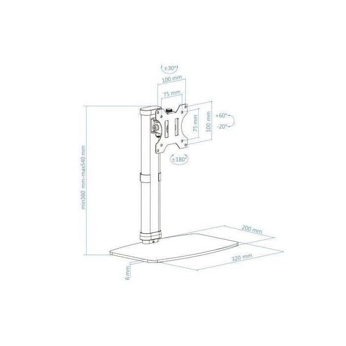 TooQ DB1127TN-W Soporte de Sobremesa para Monitor 17-27" Giratorio, Inclinable, Ajustable, 6kg, VESA 75x75/100x100, Blanco 3 TooQ DB1127TN-W Soporte de Sobremesa para Monitor 17-27" Giratorio, Inclinable, Ajustable, 6kg, VESA 75x75/100x100, Blanco 3
