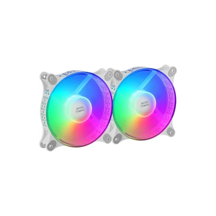 Mars Gaming Pack 2 Ventiladores MFDUOW 12cm FRGB Rainbow Blancos Ultra Silenciosos FDB 12db