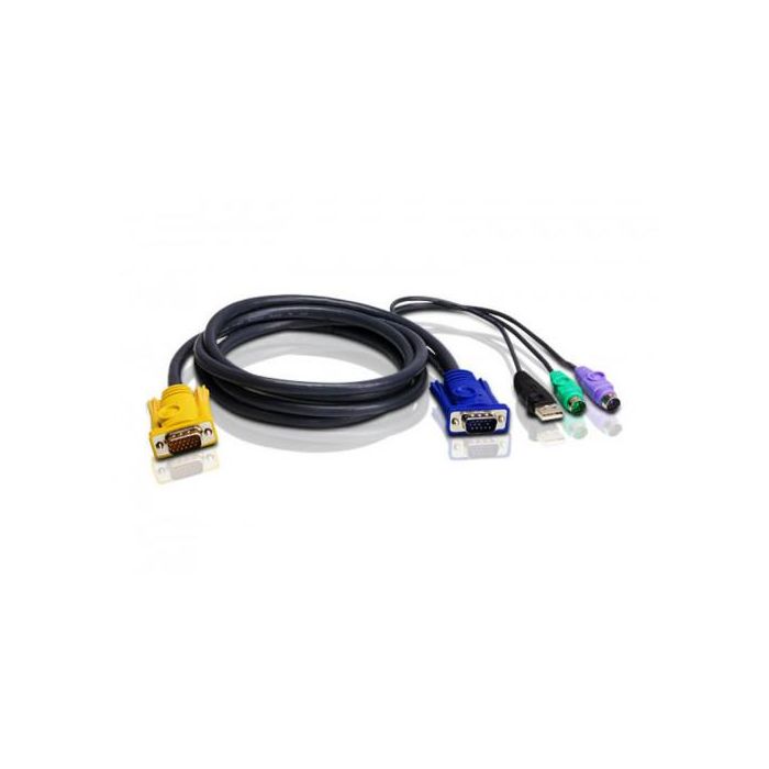 Aten Cable KVM PS/2-USB 3 m, Conectores USB A, DVI-D, HDB-15, SPHD, PS/2, Ref. 2L-5303UP