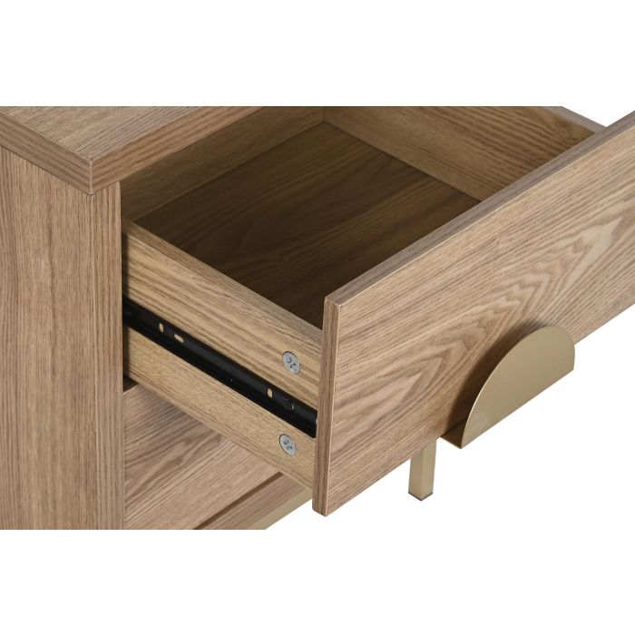 DKD Home Decor Mesita de Noche Oriental Natural Dorado 40 x 50 x 40 cm con 2 Cajones 3