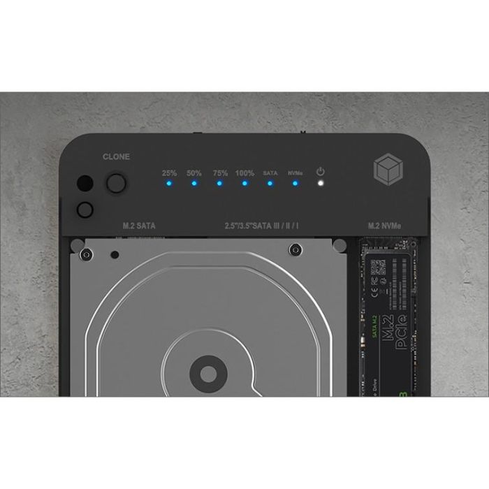 ICY BOX IB-2915MSCL-C31 Docking Station 2.5 & M.2 NVMe SATA USB 3.2 Gen 2 Type-C Negro 6