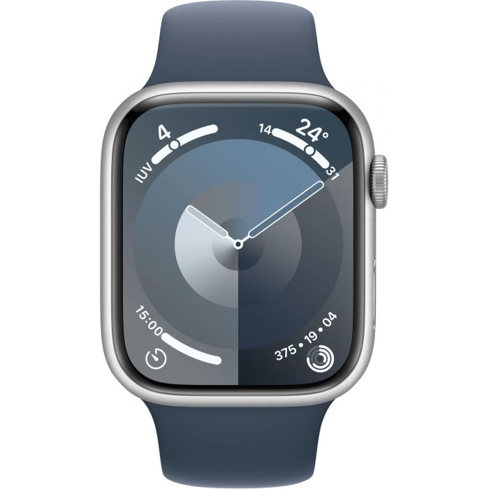 Apple Watch S9 Aluminium Cellular 45mm Silber (Sportarmband sturmblau) M/L NEW 1