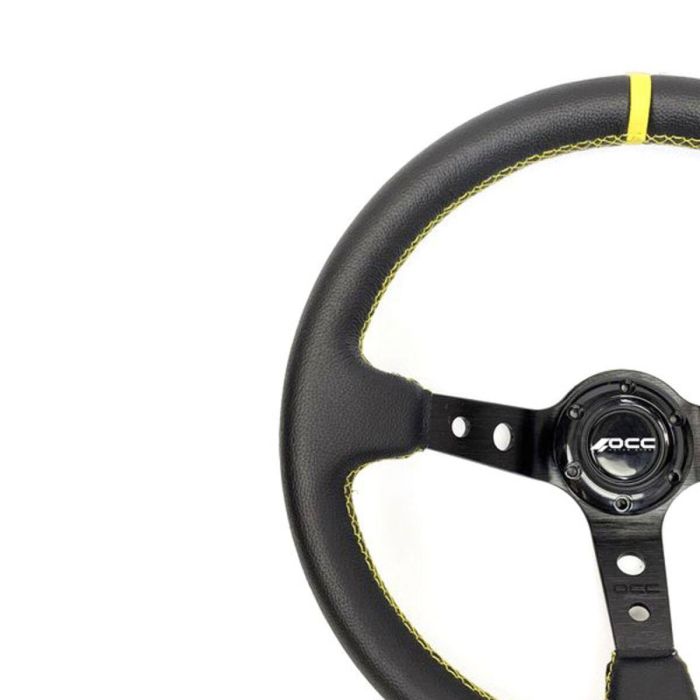 OCC Motorsport OCCVOL004 Volante Desplazado Modelo Track Piel Artificial Negro 350mm Brazos Negros Ribete/Costuras Amarillas Deportivo Competición Coche Simulador Universal 2 OCC Motorsport OCCVOL004 Volante Desplazado Modelo Track Piel Artificial Negro 350mm Brazos Negros Ribete/Costuras Amarillas Deportivo Competición Coche Simulador Universal 2