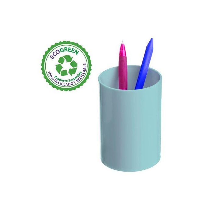 Archivo 2000 Cubilete portalápices Ecogreen, Plástico 100% Reciclado, Azul Pastel, 75mm Diámetro x 105mm Alto