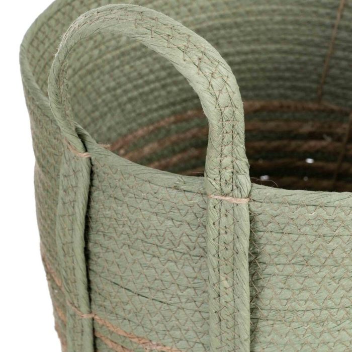 Juego de Cestos 42 x 42 x 48 cm Menta Fibra natural (3 Piezas) 5