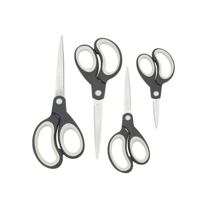 Tijeras Rapesco Con Mango Suave Varios Tamaños Paquete De 4 Negro