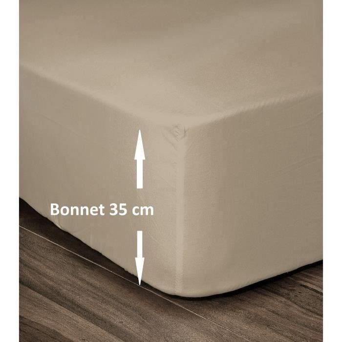 LOVELY HOME Sábana ajustable 100% Algodón 160x200cm - Gorro 35cm - Beige LOVELY HOME Sábana ajustable 100% Algodón 160x200cm - Gorro 35cm - Beige