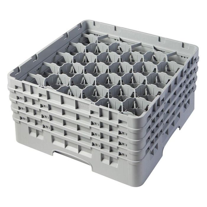 CAMBRO - 30S800-151 - Cesta de lavado 30 comp. 4 alturas - 7,84 cm Ø máx. - alt. máx. 21,7 cm - 50 x 50 x 26,7 cm - Gris claro