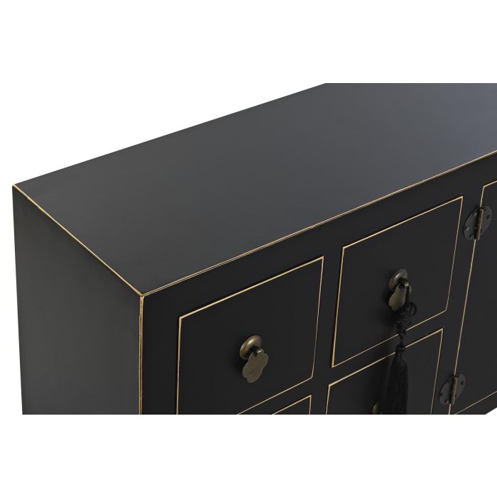 Mueble de TV DKD Home Decor Negro Oriental Blanco Dorado Blanco/Negro Metal Abeto Madera MDF 130 x 26 x 51 cm 1