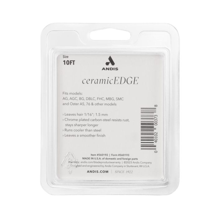Andis Cuchilla de Recambio CeramicEdge® Cerámica Dientes Finos Size 10 para Máquina Cortapelo Profesional, Acabados Limpios y Suaves