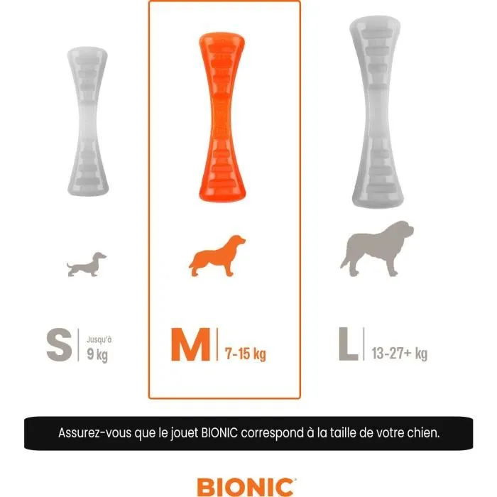Bionic BIO0022517978023 Juguete para perros Urban Stick Tamaño Mediano 23 cm Caucho Ultra Resistente Libre de Plomo BPA y Ftalatos 1