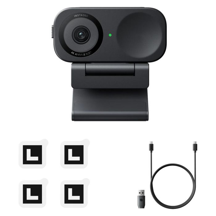 Insta360 Webcam 2C Standard Edition 4K Ultra HD 60 pps Zoom Digital 4x Micrófono Incorporado Negro Interfaz USB 6