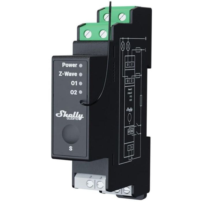 Shelly Wave Pro 2PM Z-Wave Relé Inteligente 25A DIN-Rail, 2 Canales, Contador de Energía