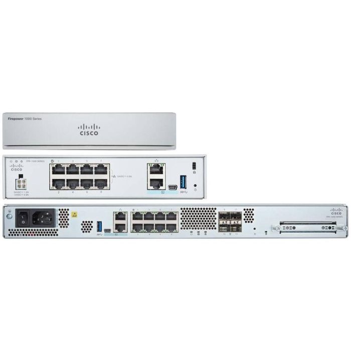 Cisco FIREPOWER 1150 ASA Cortafuegos FPR1150-ASA-K9 7.5 Gbit/s Firewall Rendimiento 4500 Mpps 1.7 Gbit/s VPN IPSec Alámbrico Montaje Rack 1U 5