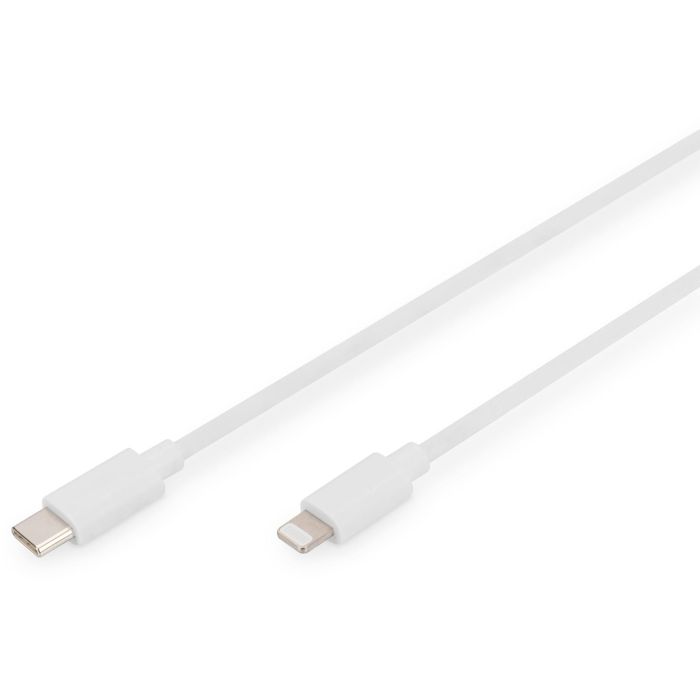 DIGITUS Cable de Carga/Datos USB-C a Lightning MFI, 1m, Blanco, Cobre/PVC, 480 Mbps, 3.6A para iPhone/iPad