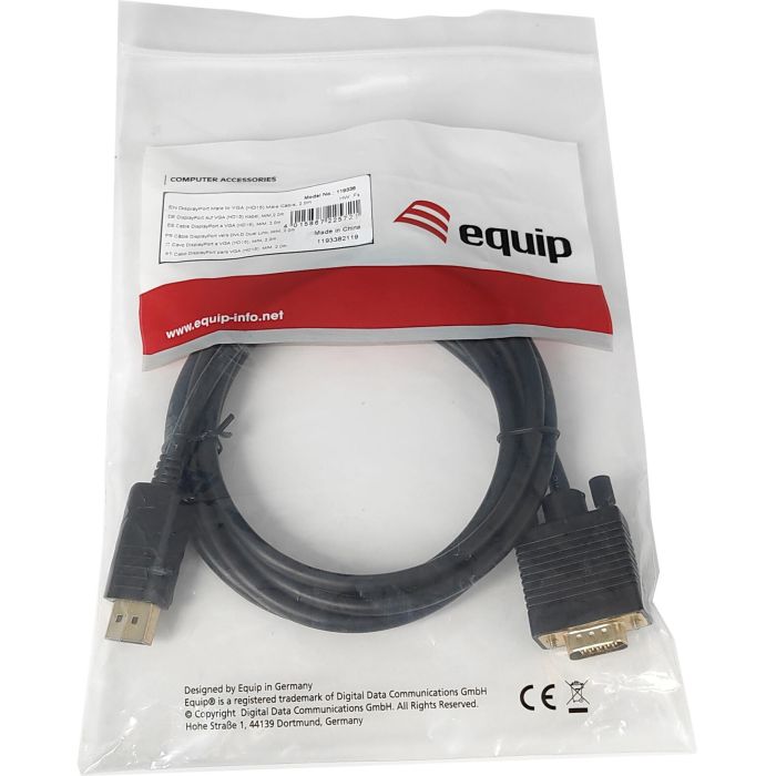 Equip Displayport->VGA(HD15) St/St 2.0m 1920x1200/60HZ sw 3 Equip Displayport->VGA(HD15) St/St 2.0m 1920x1200/60HZ sw 3