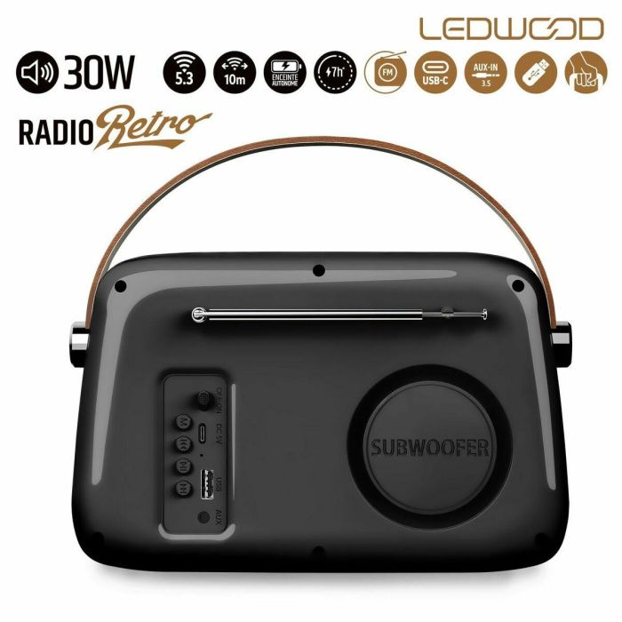 Radio Transistor Ledwood ALMA NEGRO Negro 30 W 1