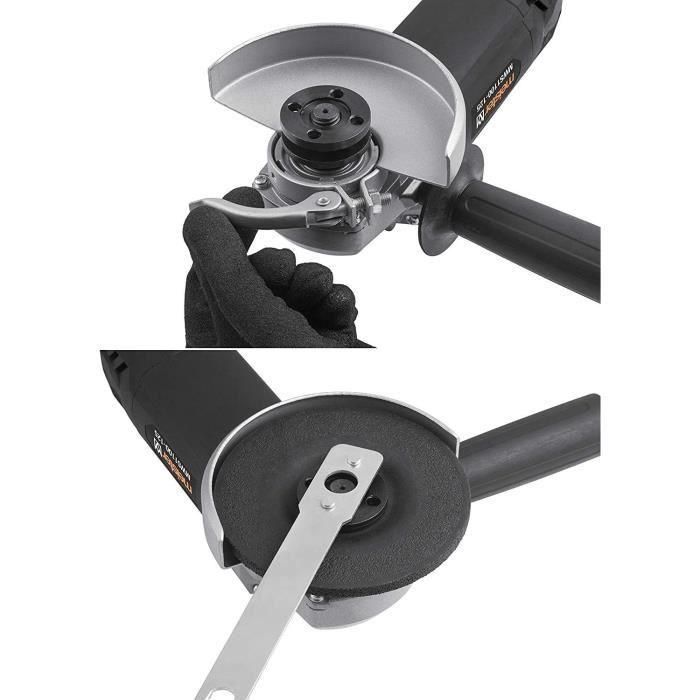 Meister Amoladora Angular 1100W para discos Ø 125mm, 12000 rpm, Mango lateral 3 posiciones, Bloqueo de eje, M14 3
