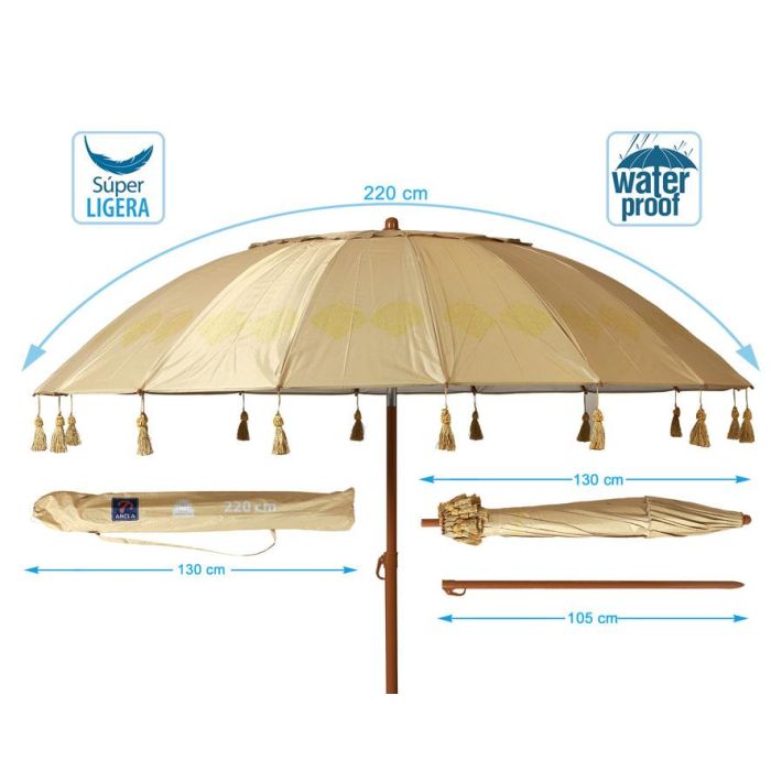 Atosa Sombrilla De Playa De Aluminio Modelo Con Upf 50+ Beige 220 cm 28-32 mm Beige 4