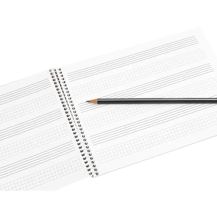 Liderpapel Bloc Música Combi Pentagrama 3mm con Anotaciones Cuadrícula 4mm Cuarto 20 Hojas 100g/m2 Apaisado 6