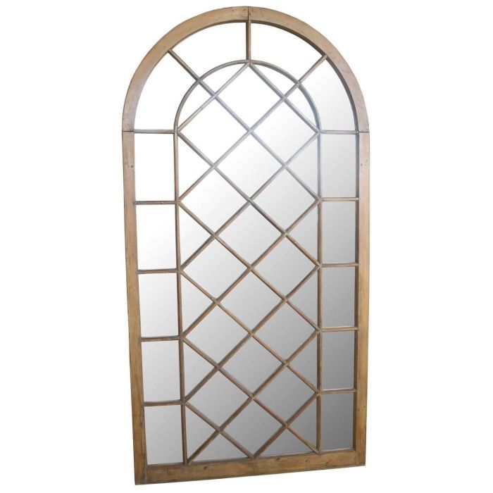 DKD Home Decor Espejo de Pared Cottage Marrón Oscuro con Diseño Ventana, 160x90x3.5 cm, Marco MDF y Cristal