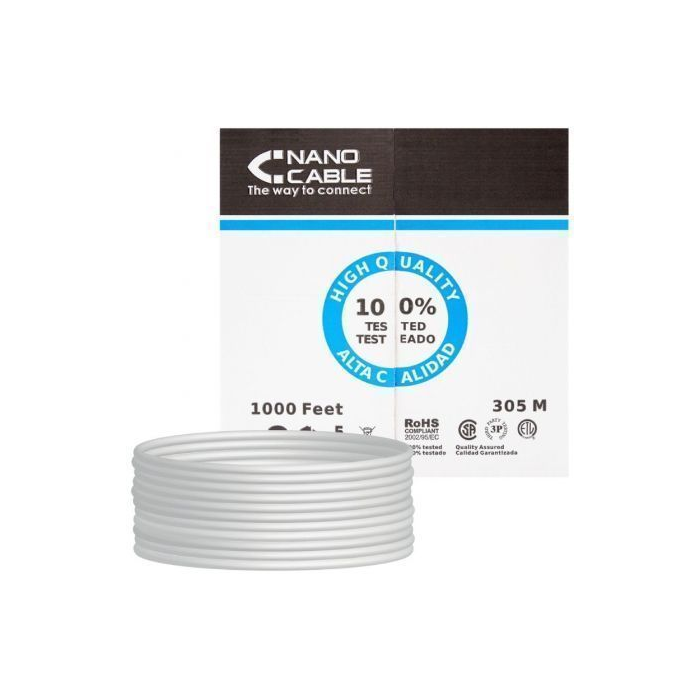 Bobina de Cable RJ45 UTP Nanocable 10.20.0304-FLEX Cat.5e/ 305m/ Gris Bobina de Cable RJ45 UTP Nanocable 10.20.0304-FLEX Cat.5e/ 305m/ Gris