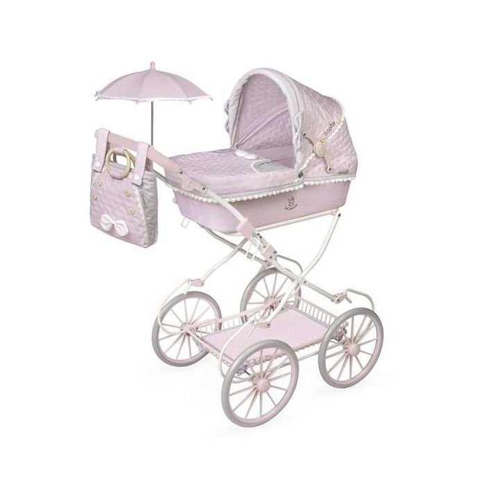 Coche de muñeca plegable con sombrilla y bolso - para muñecas de hasta 48 cm. Coche de muñeca plegable con sombrilla y bolso - para muñecas de hasta 48 cm.