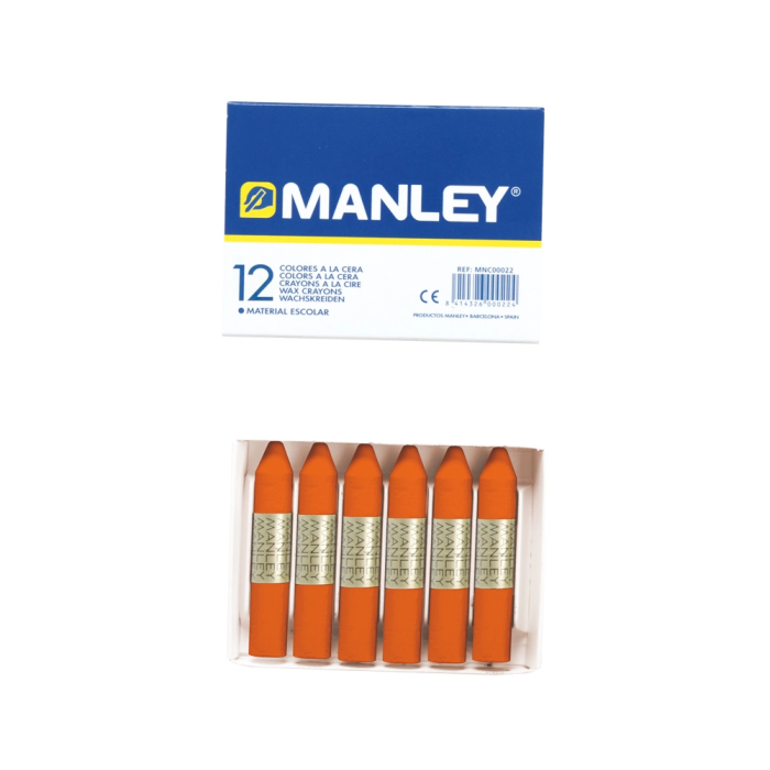 Manley Estuche De 12 Ceras 60 mm Color Naranja 1