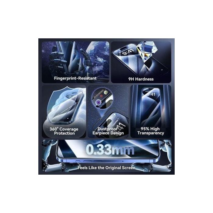 Protector de Pantalla de Cristal Templado Vention KUKTCA-30 para iPhone 15 Pro + Herramienta de Instalación Antipolvo 2 Protector de Pantalla de Cristal Templado Vention KUKTCA-30 para iPhone 15 Pro + Herramienta de Instalación Antipolvo 2