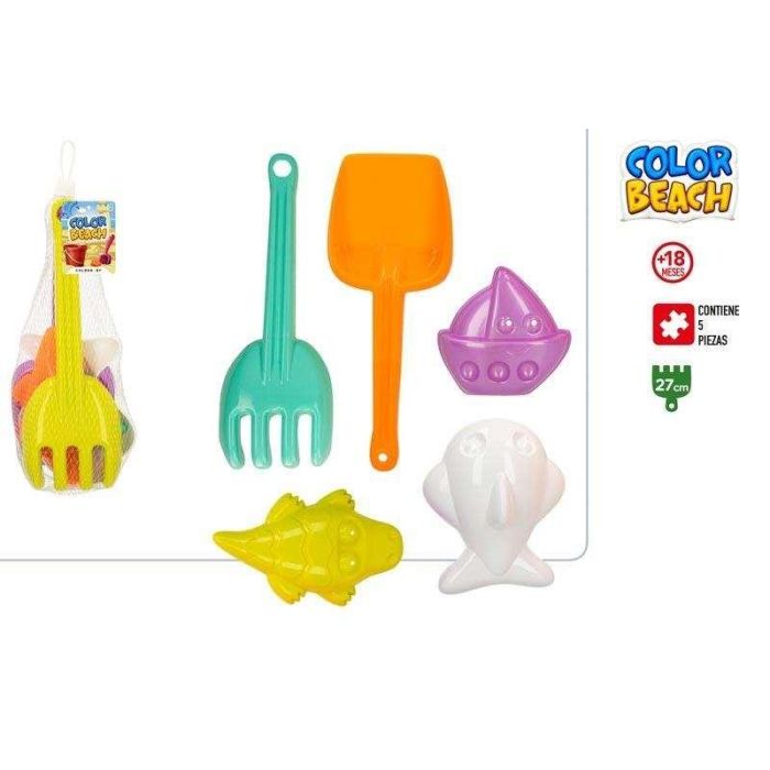 Set de pala, rastrillo y 3 moldes 27cm - modelos surtidos 1 Set de pala, rastrillo y 3 moldes 27cm - modelos surtidos 1