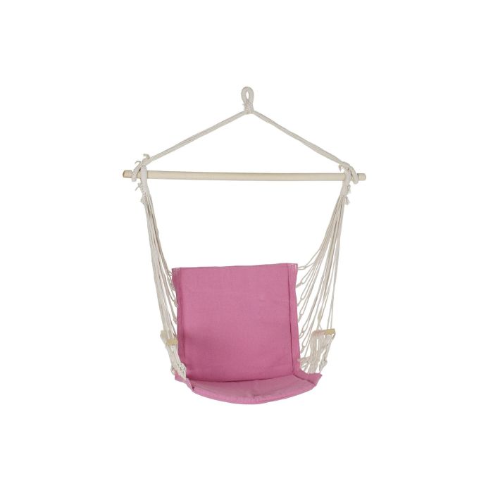 DKD Home Decor Silla Colgante de Jardín y Terraza, Rosa, de Algodón, Poliéster y Pino, 97x54x100 cm, Soporta hasta 110 kg 4
